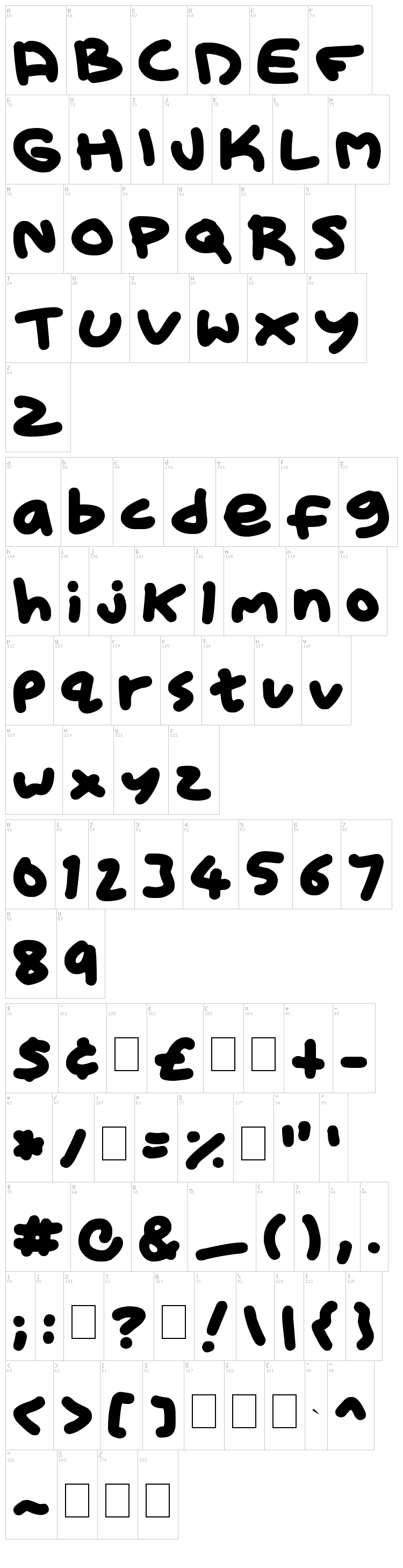 Kid Marker font map